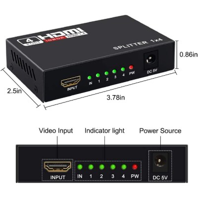 SPLITTER HDMI 1X4 4K -ULTRA HD RS-SHD1X4-5